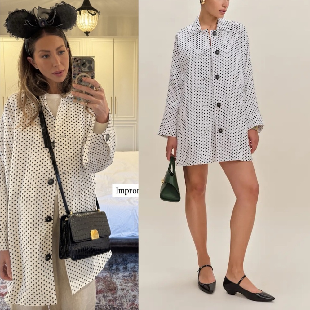 Reformation Irene Linen Jacket Eclipse Dot Polka Dot Button Front Size Small